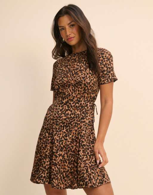 Nobody's Child Leopard print gaia mini dress in brown, 4 of 5