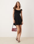 [Nobody's Child] Nobody's Child Libby frill sleeve mini dress in black 16 BLACK