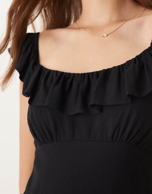 Nobody's Child Libby frill sleeve mini dress in black, 2 of 4