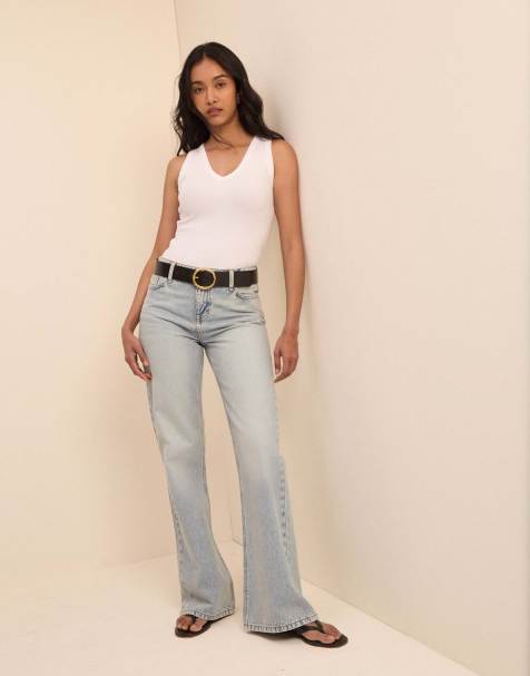 Nobody's Child Light low rise penny relaxed flare jeans in denim - view 1