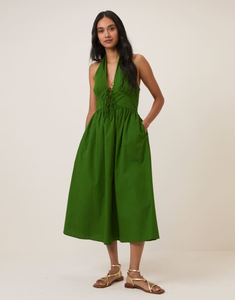 Nobody's Child Lilijana halter midi dress in green - view 1