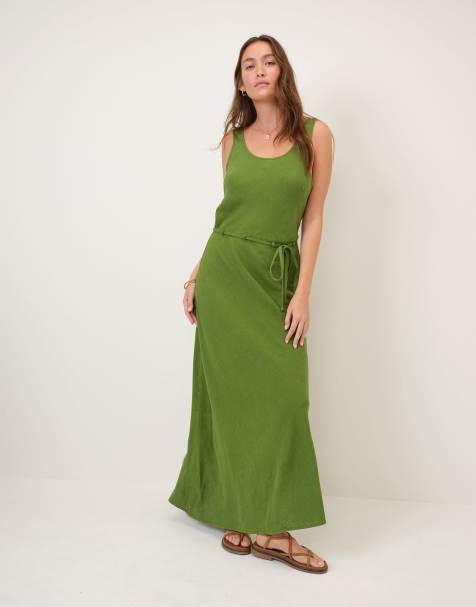 Nobody's Child Linen-blend malia maxi dress in green