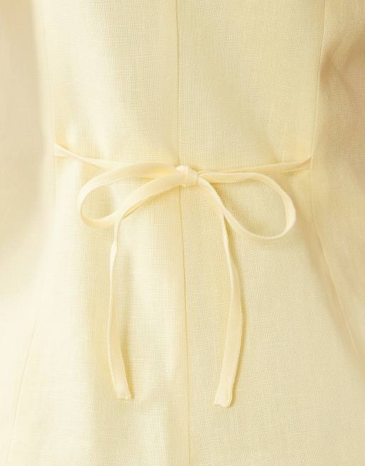 Nobody's Child linen blend notch collar tailored playsuit in yellow, 4 of 4