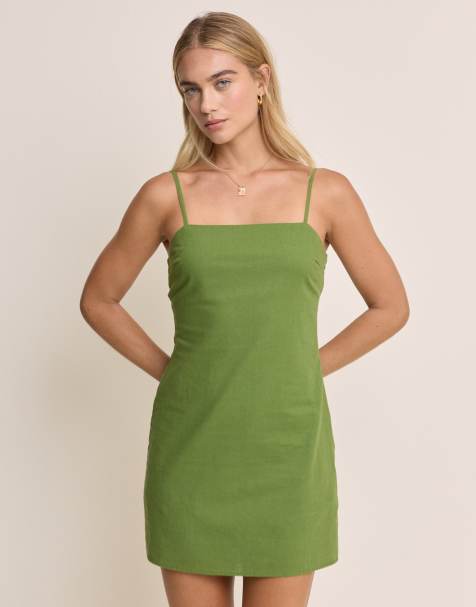 Nobody's Child Linen-blend palma mini dress in green - view 1