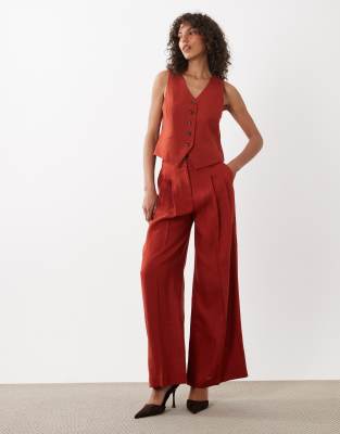 Nobody's Child Nobody's Child linen blend relaxed wide leg trouser co-ord in red