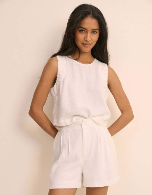 Nobody's Child Linen-blend ruched spencer tank in white, 2 of 5