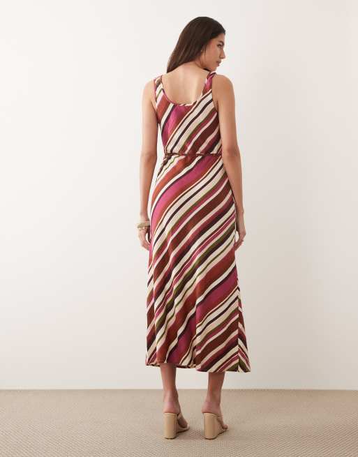 knee length dresses for ladies Roade Porto Blue Stripe Linen Midi Dress Organic Sustainable  The Fairnest