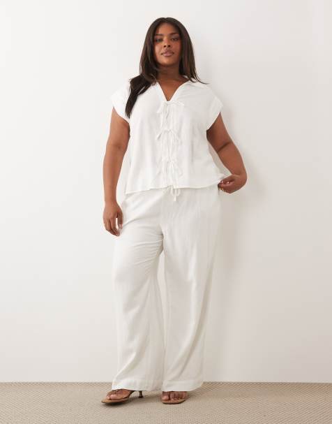 Nobody's Child linen blend set in white - view 1