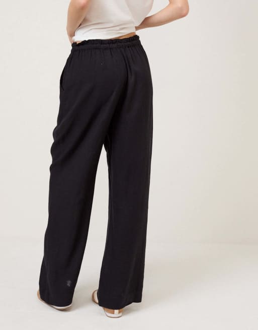Nobody's Child Linen-blend straight leg trousers in black, 2 of 4