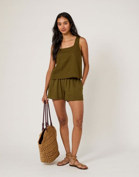 Nobody's Child Linen-blend top in green