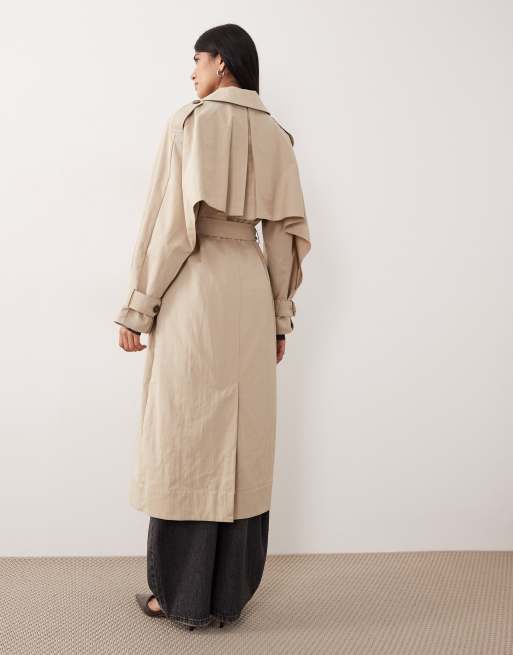 Nobody's Child – Ljusbeige trenchcoat med cape baktill och knytskärp, 2 av 4