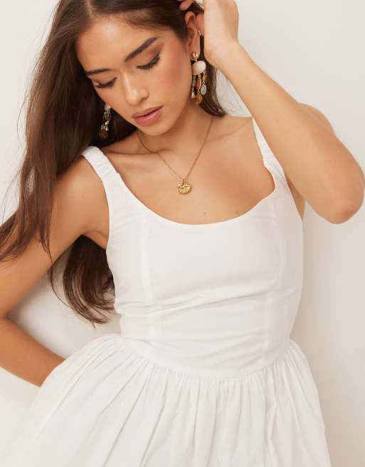 Nobody's Child Loie structured puffball mini dress in white, 4 of 4