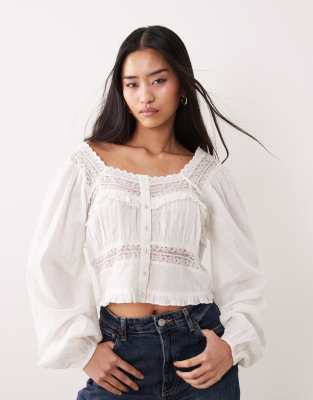 Nobody's Child - Lola - Oberteil in Weiß mit Spitzeneinsatz, Kombiteil