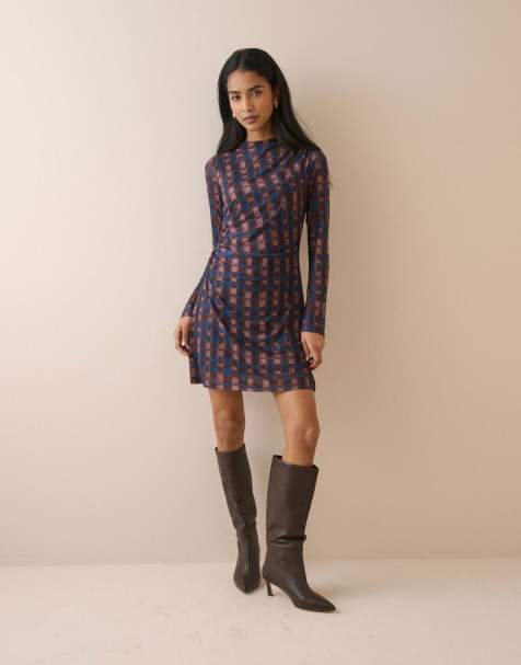 Nobody's Child Long sleeve kiera mini dress in brown - view 1