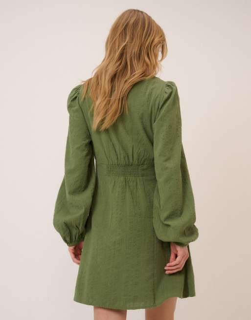 Nobody's Child Long sleeve melody mini dress in green, 3 of 4