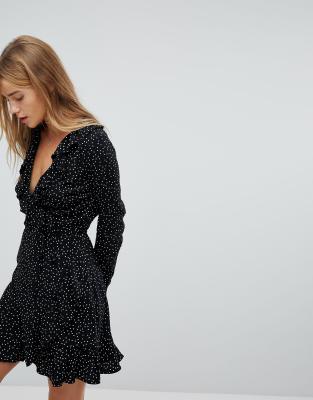 long sleeve wrap front dress