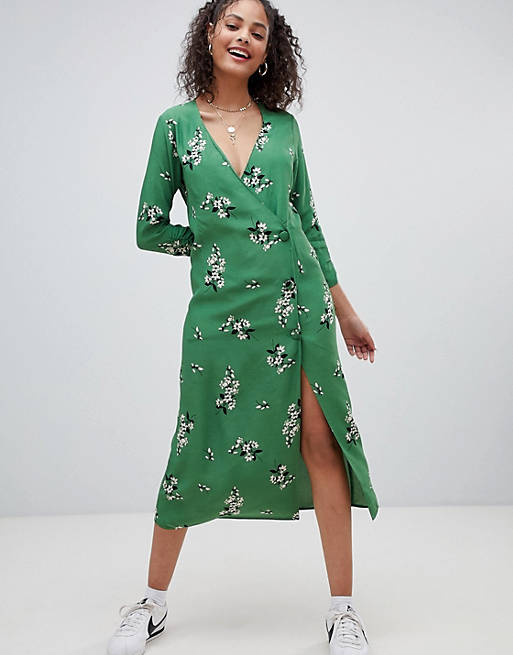 Nobody's Child long sleeved midi dress with button up detail