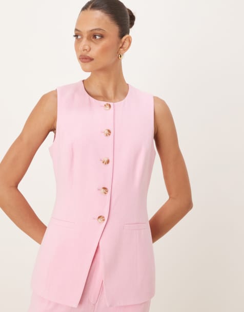 Nobody's Child longline crew vest in pink - view 1