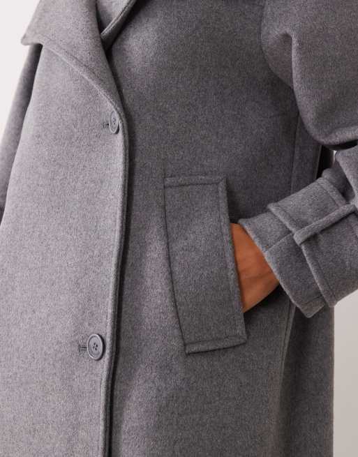 Nobody's Child longline funnel neck coat in grey, 3 of 4