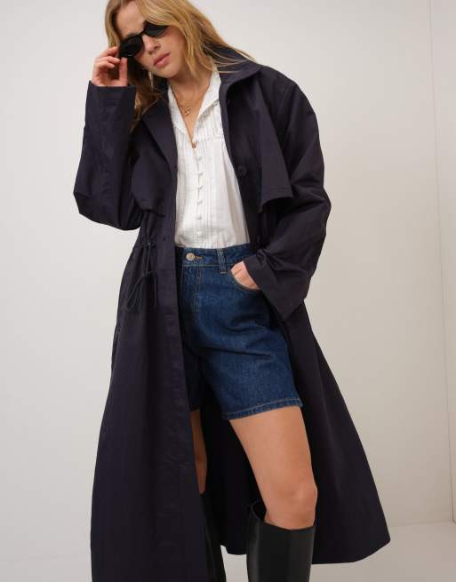 Nobody's Child Longline funnel neck parka jacket in blue, 4 of 4