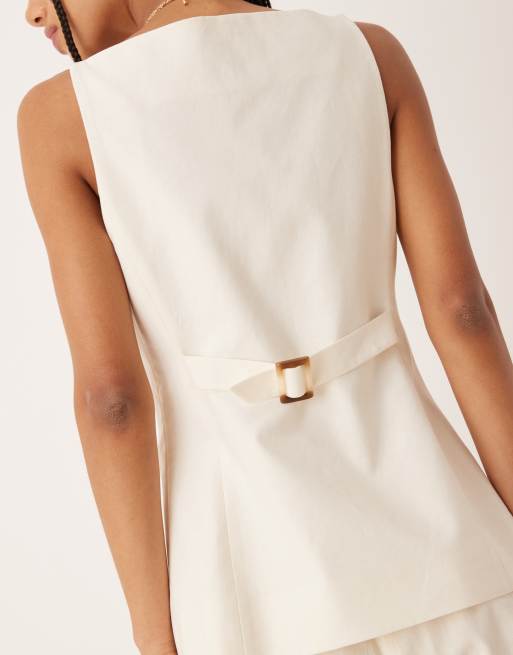 Nobody's Child longline tailored vest in cream - part of a set, 4 of 4