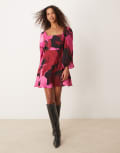 [Nobody's Child] Nobody's Child Loredana mini dress in dark based printed floral-Multi 8 Mutli
