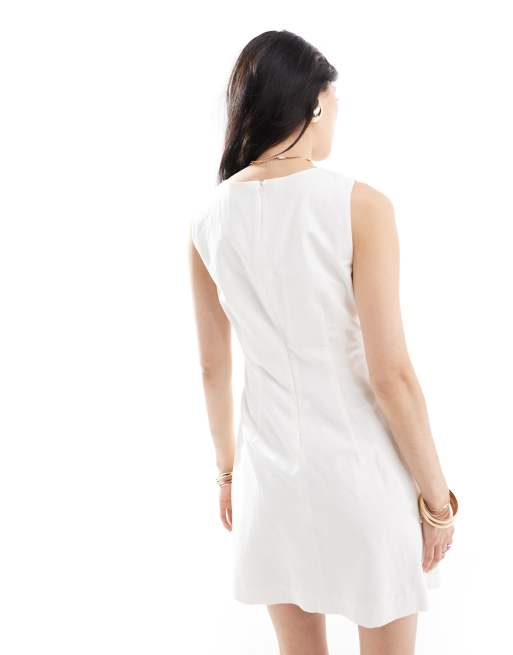 mini white dress sleeves Amberg Lace Mini Dress in Off-White Dove White