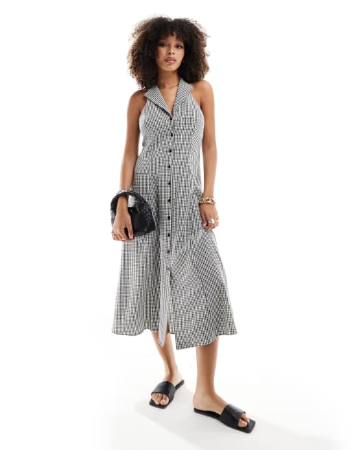 Nobody's Child - Lou Lou - Midaxi jurk in mono gingham ruit