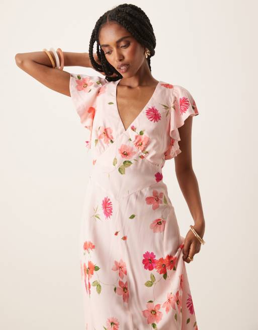 frill sleeve midi dress Zimmermann Crush Frill Sleeved Midi Dress in Scarlet Floral