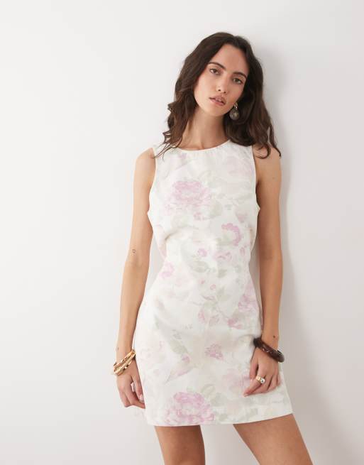 Nobody's Child - Louis - Robe droite courte riche en coton nouée dans le dos - Rose fleuri, 2 de 4