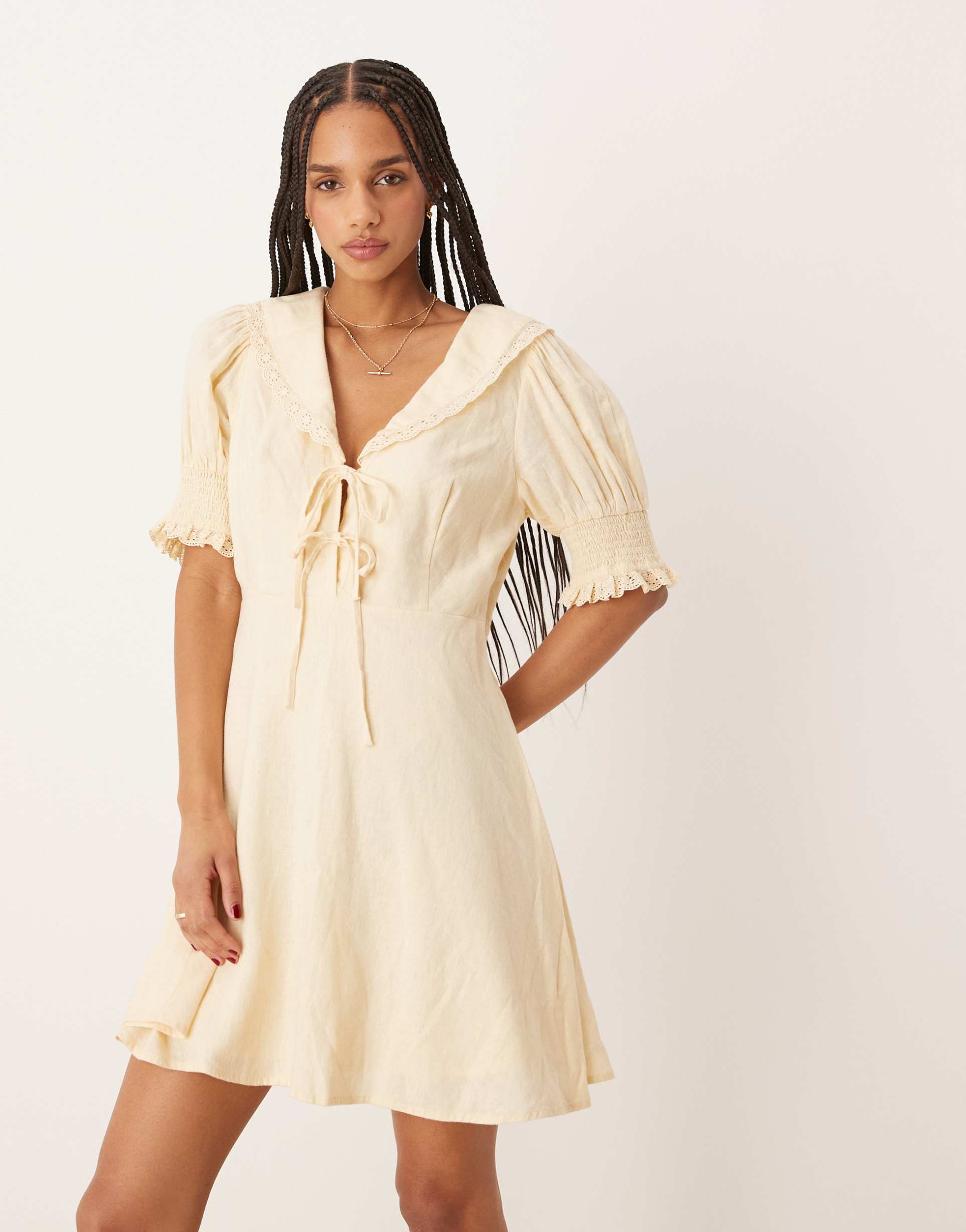 nobody's child louise collared mini dress in yellow