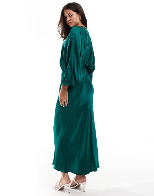 green emerald velvet dress Glenda Stretch Poplin in Feathered Floral Grass| Jude Connally main image 1