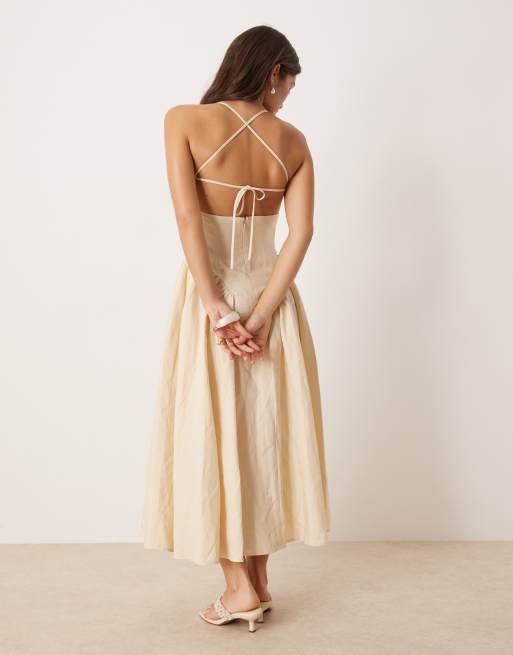 Nobody's Child Lupin structured midi dress in stone, 4 of 4