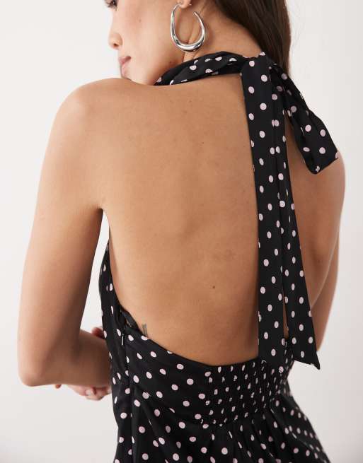 Nobody's Child - Lynette - Robe mi-longue dos nu à pois - Noir, 4 de 4