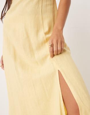 Nobody's Child Maddie Square Neck Strappy Midi Dress In Yellow