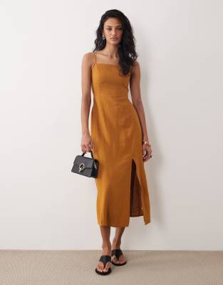 Nobody's Child Maddy Slip Midi Dress In Orange