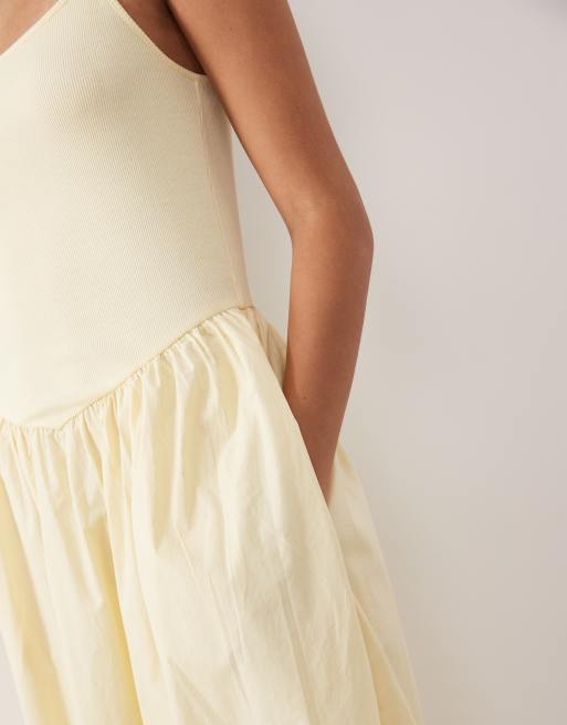 Nobody's Child – Madelyn – Camisole-Midikleid in Gelb mit geripptem Oberteil und gerafftem Rock, 2 von 4