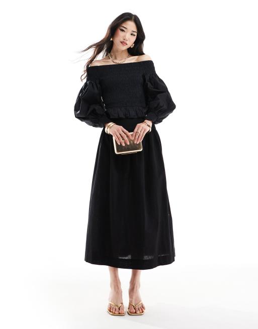 Nobody's Child - Mallory - Maxi rok met verlaagde taille in zwart, deel van co-ord set 