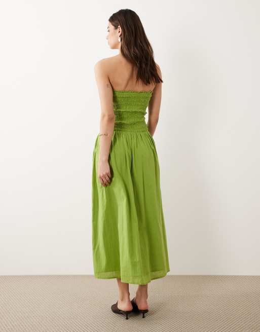 Nobody's Child - Mandy - Robe bandeau mi-longue en coton avec corsage froncé - Vert , 4 de 4