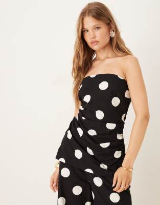 [Nobody's Child] Nobody's Child Marielle linen look bandeau top in black (part of a set) 14 BLACK