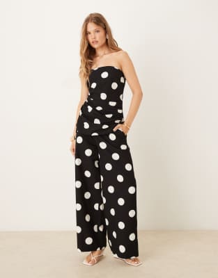 Nobody's Child Marielle linen look wide leg pants in black - part of a set - view 1