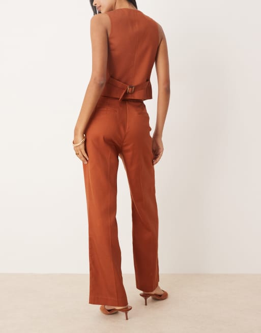 Nobody's Child Marion straight leg trousers co-ord in rust, 2 of 5