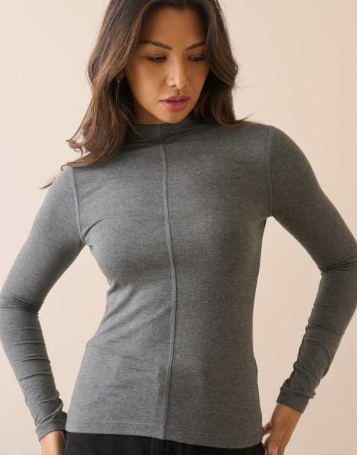 Nobody's Child Marl jersey long sleeve top in grey, 3 of 6