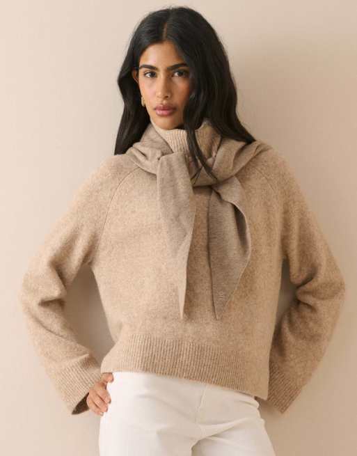 Nobody's Child Marl roll-neck oversized jumper in beige, 4 of 5