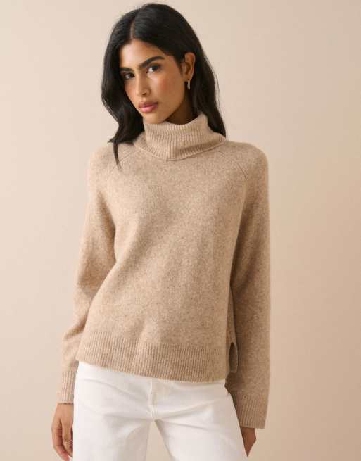 Nobody's Child Marl roll-neck oversized jumper in beige, 5 of 5