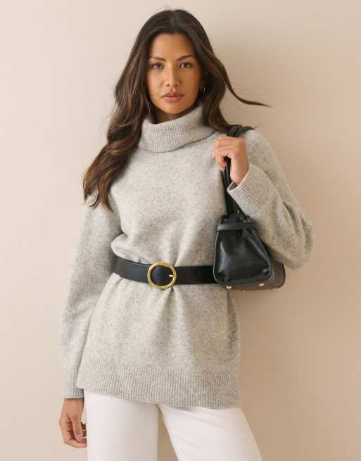 Nobody's Child Marl roll-neck oversized jumper in grey, 4 of 5
