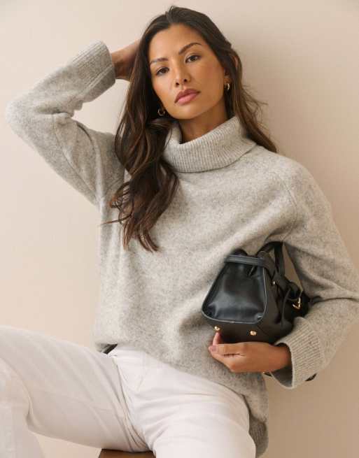 Nobody's Child Marl roll-neck oversized jumper in grey, 5 of 5