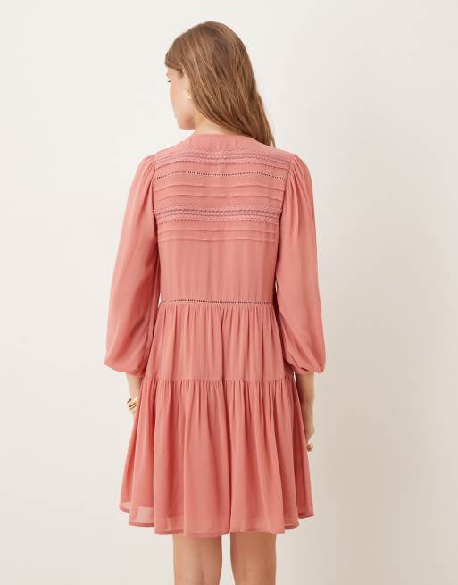 Nobody's Child - Marley - Robe courte style bohème à col V - Rose poudré, 3 de 4