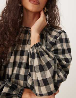 NOBODY'S CHILD MARLICE BALLOON SLEEVE LINEN LOOK TOP 