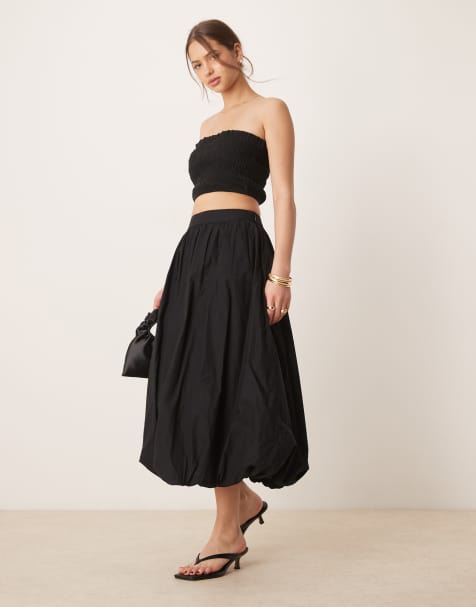 Nobody's Child Marni bubble hem midaxi skirt in black